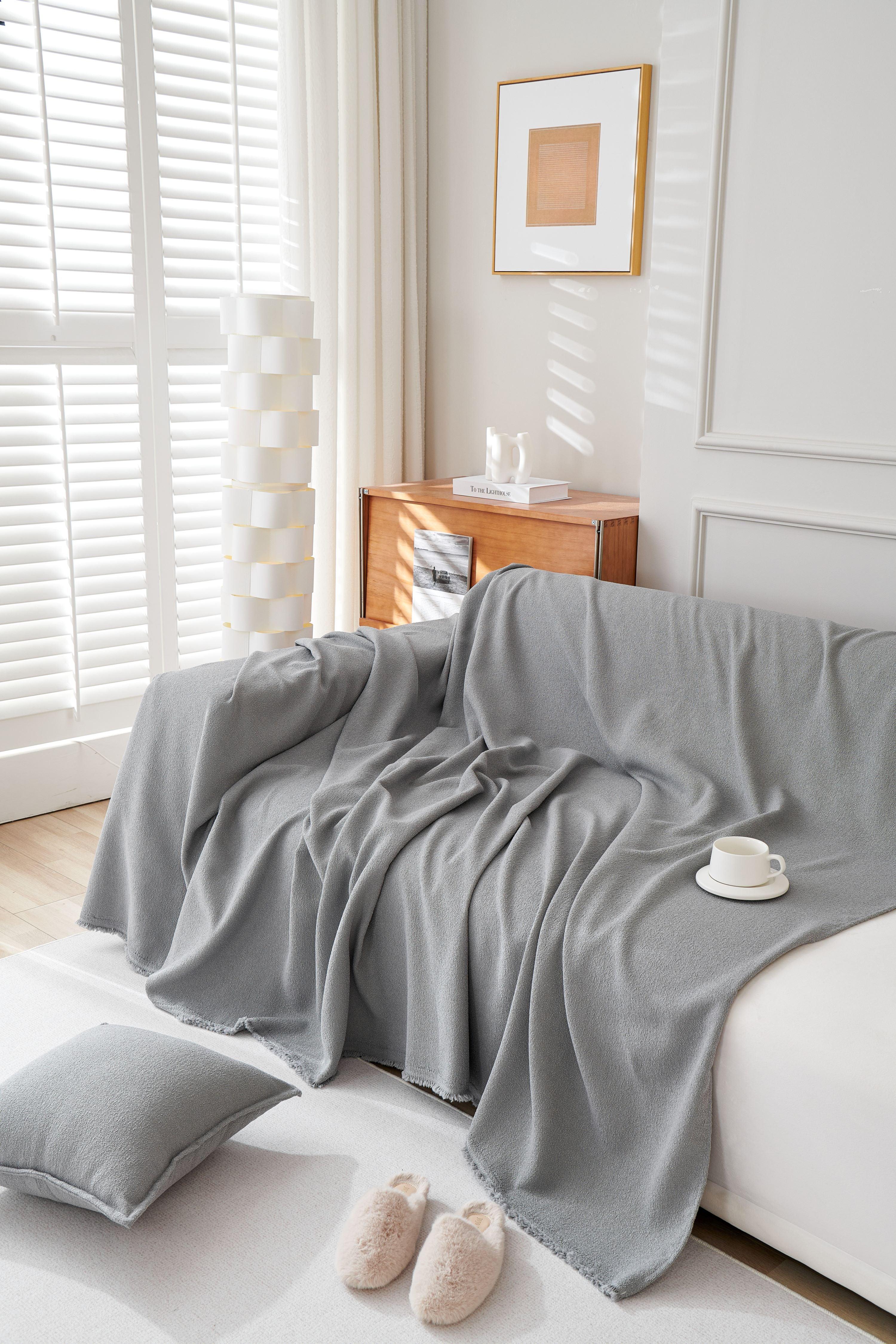 Sofa Throw - Mousoon - Light Gray - The Sofa Cover Crafter 