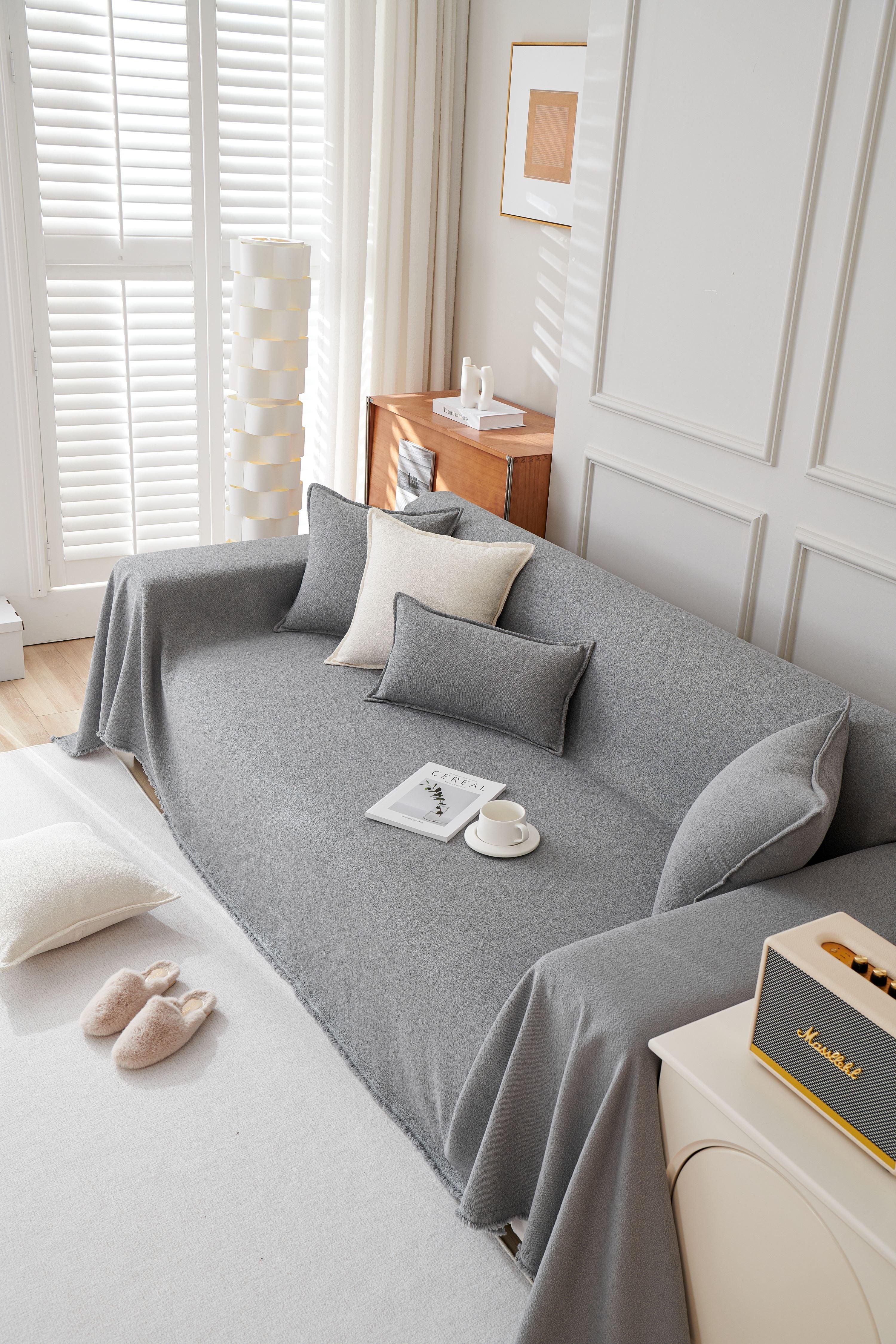 Sofa Throw - Mousoon - Light Gray - The Sofa Cover Crafter 
