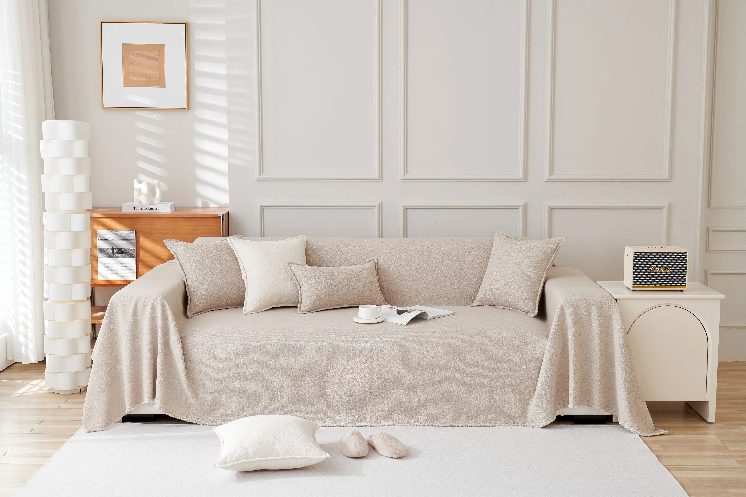 Sofa Throw - Mousoon - Milk Tea - The Sofa Cover Crafter 