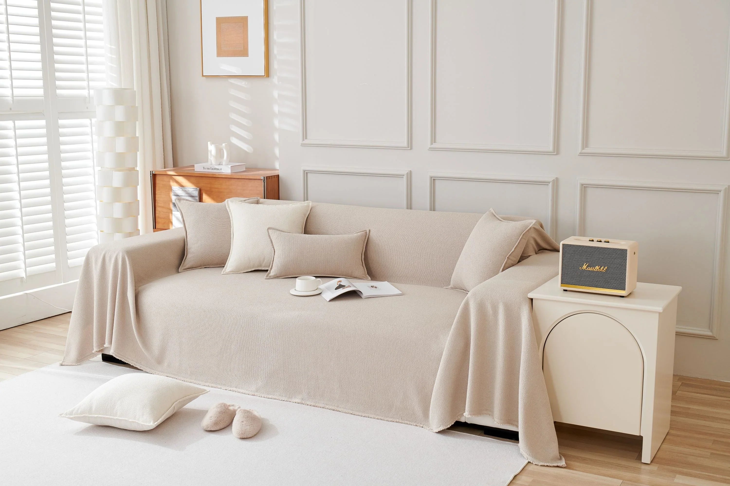 Sofa Throw - Mousoon - Milk Tea - The Sofa Cover Crafter 