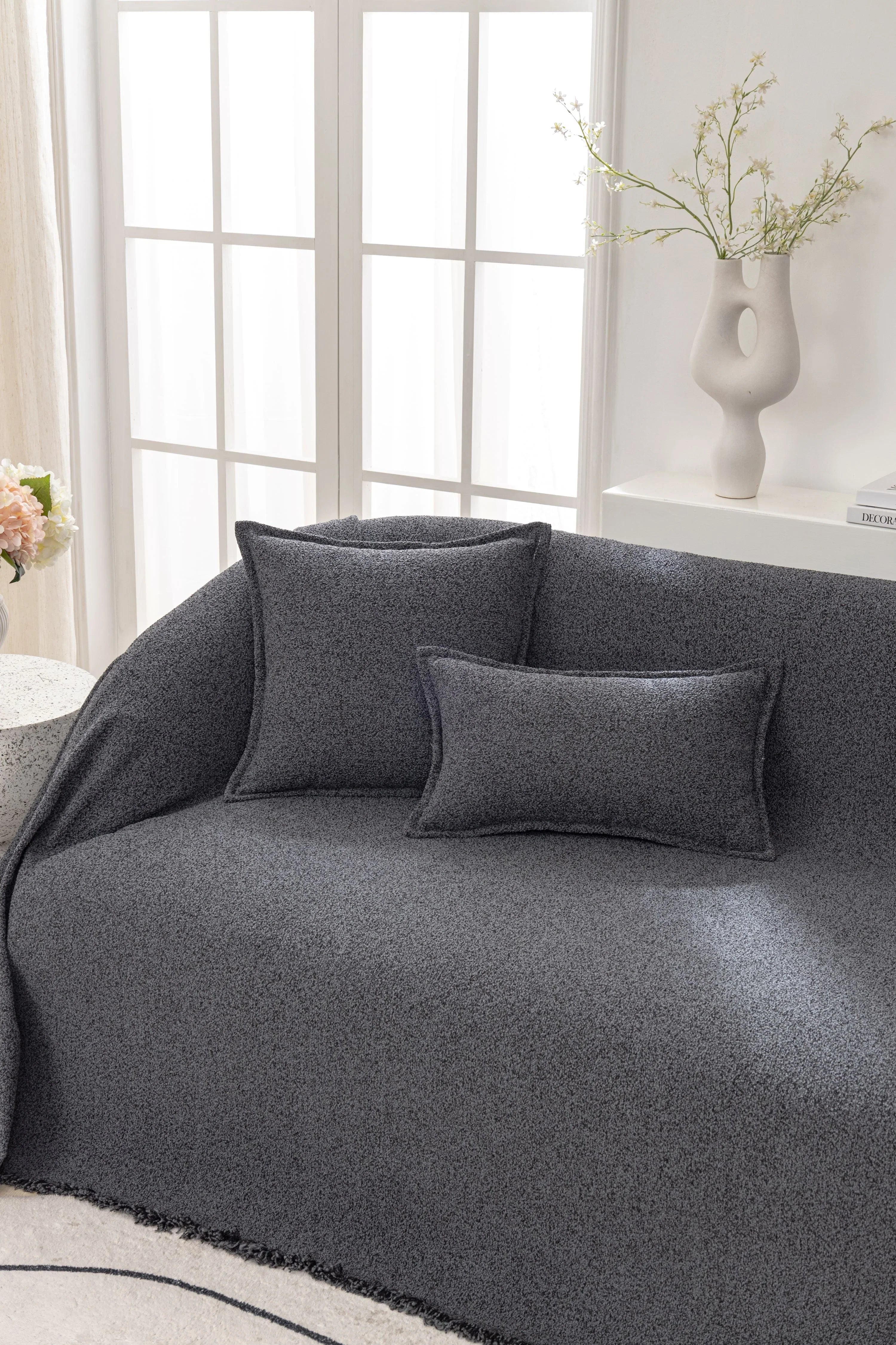 Sofa Throw - Pixlane - Dark Gray - The Sofa Cover Crafter 