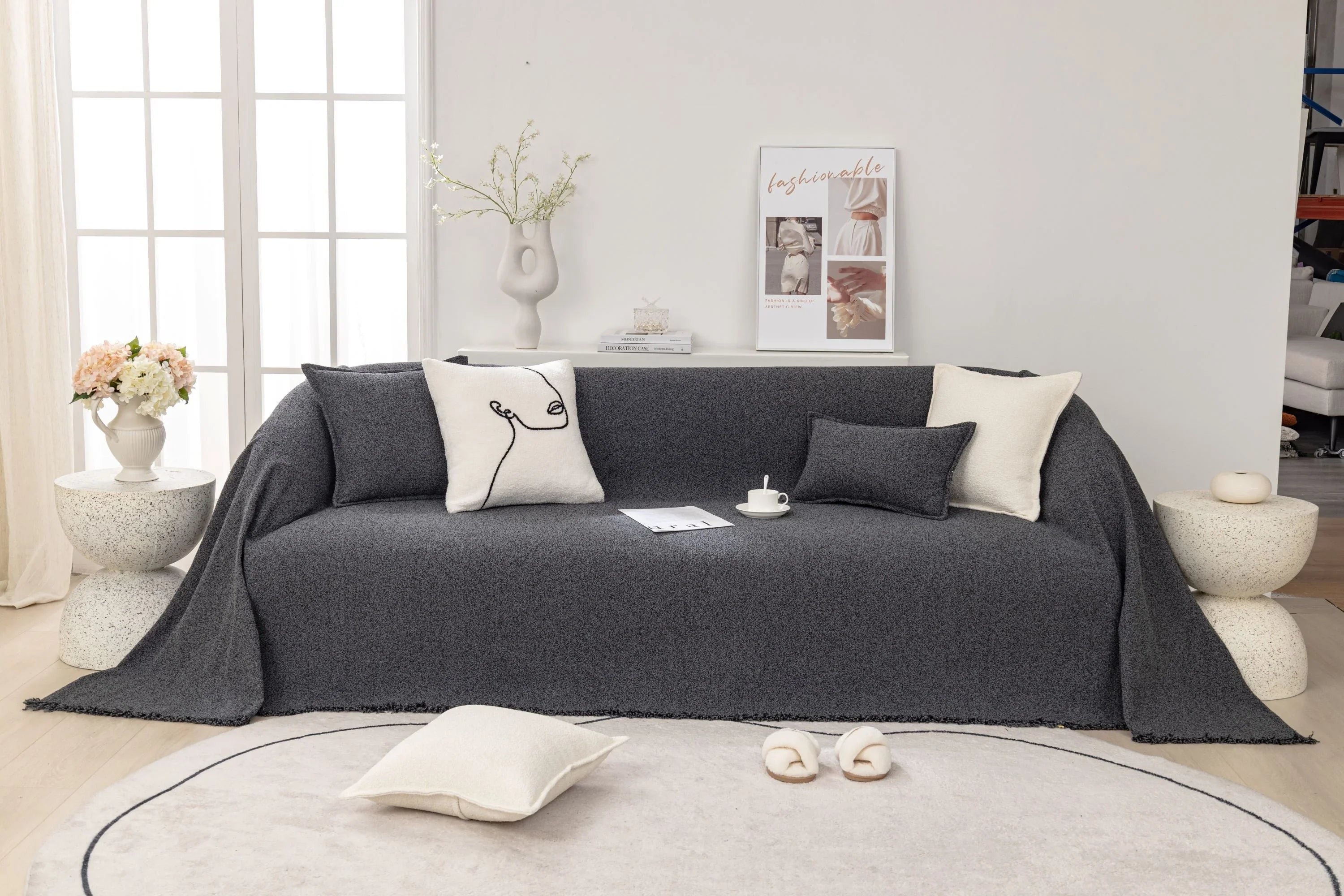Sofa Throw - Pixlane - Dark Gray - The Sofa Cover Crafter 