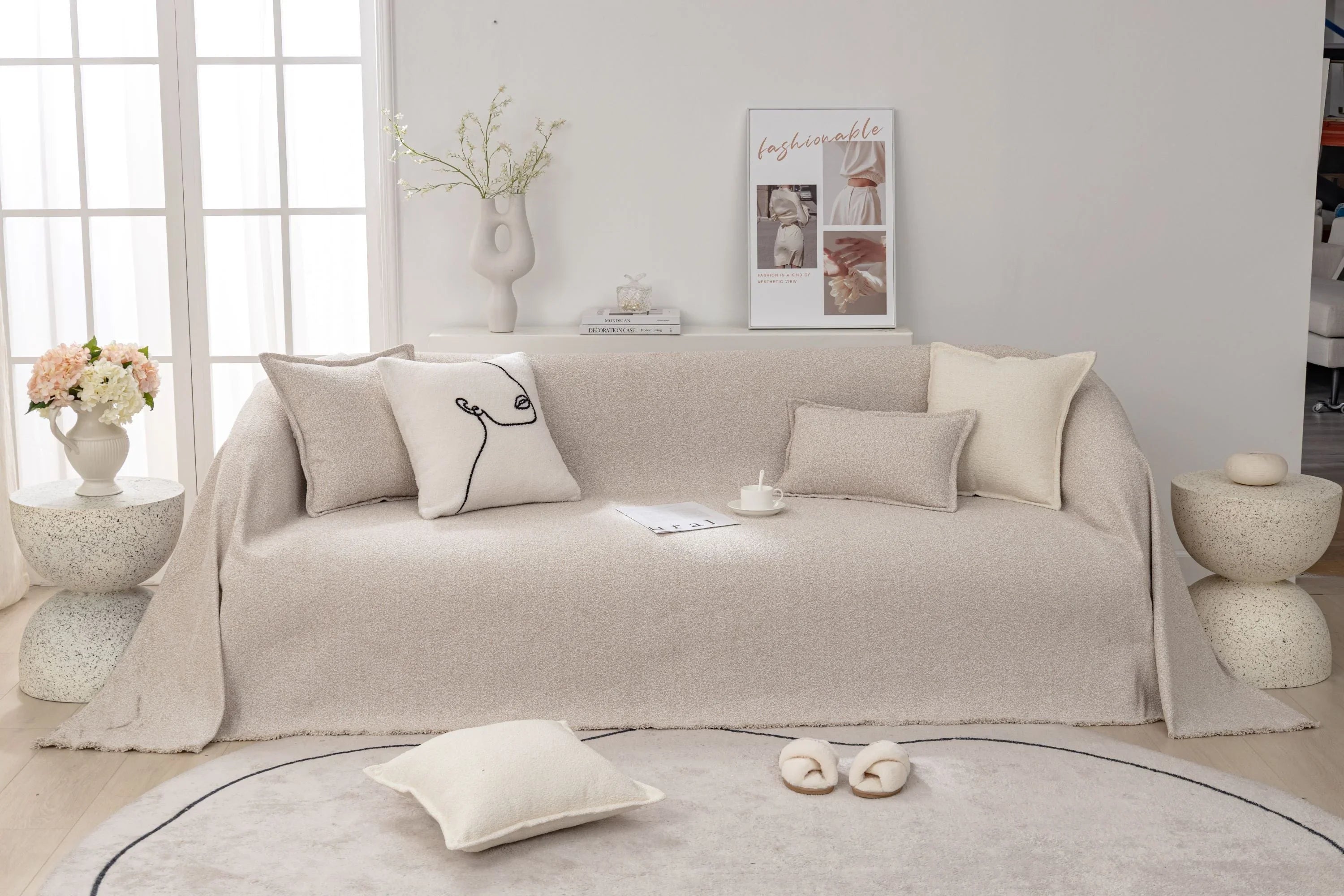 Sofa Throw - Pixlane - Milk Tea - The Sofa Cover Crafter 
