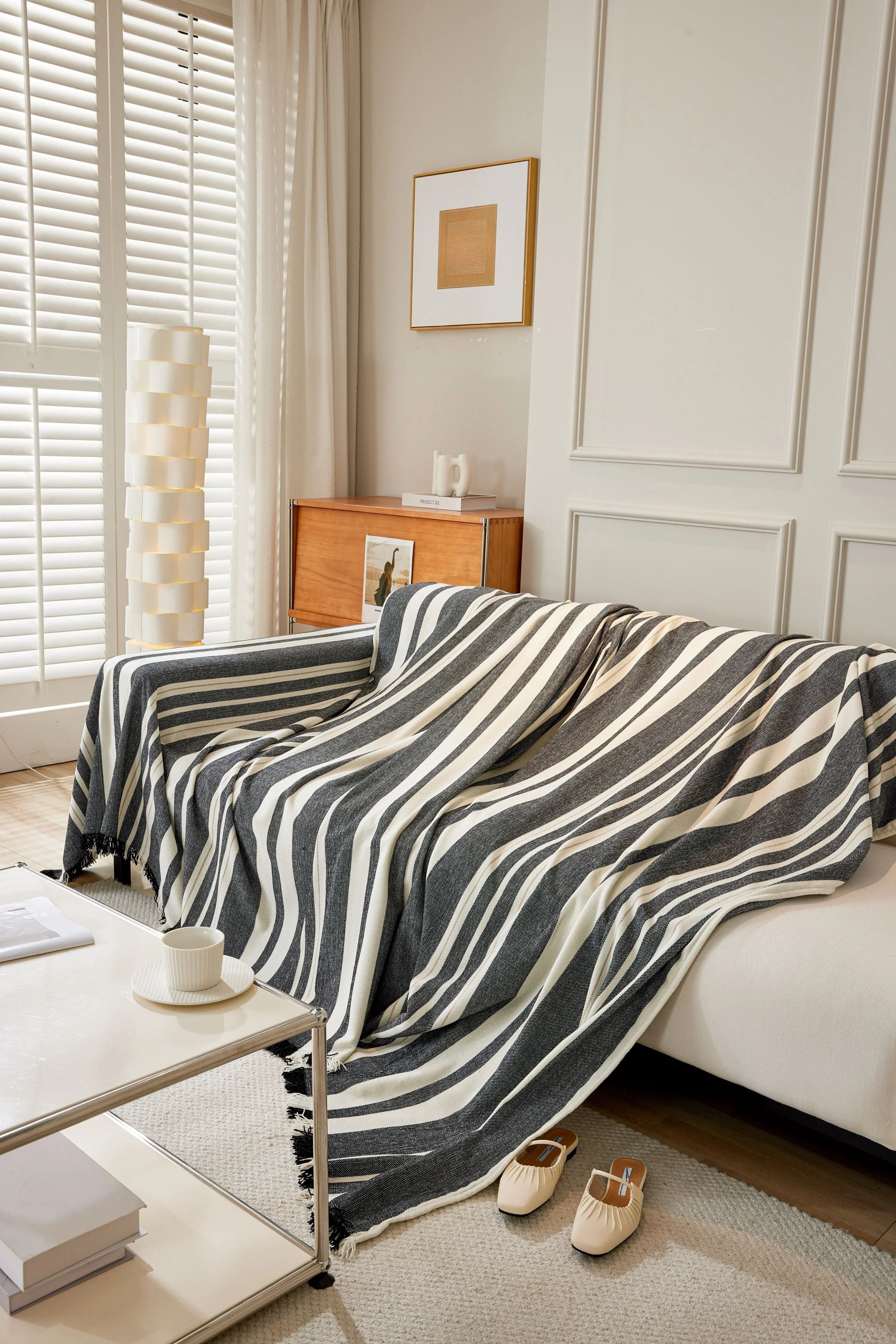 Sofa Throw - Striniara - Cross Black - The Sofa Cover Crafter 