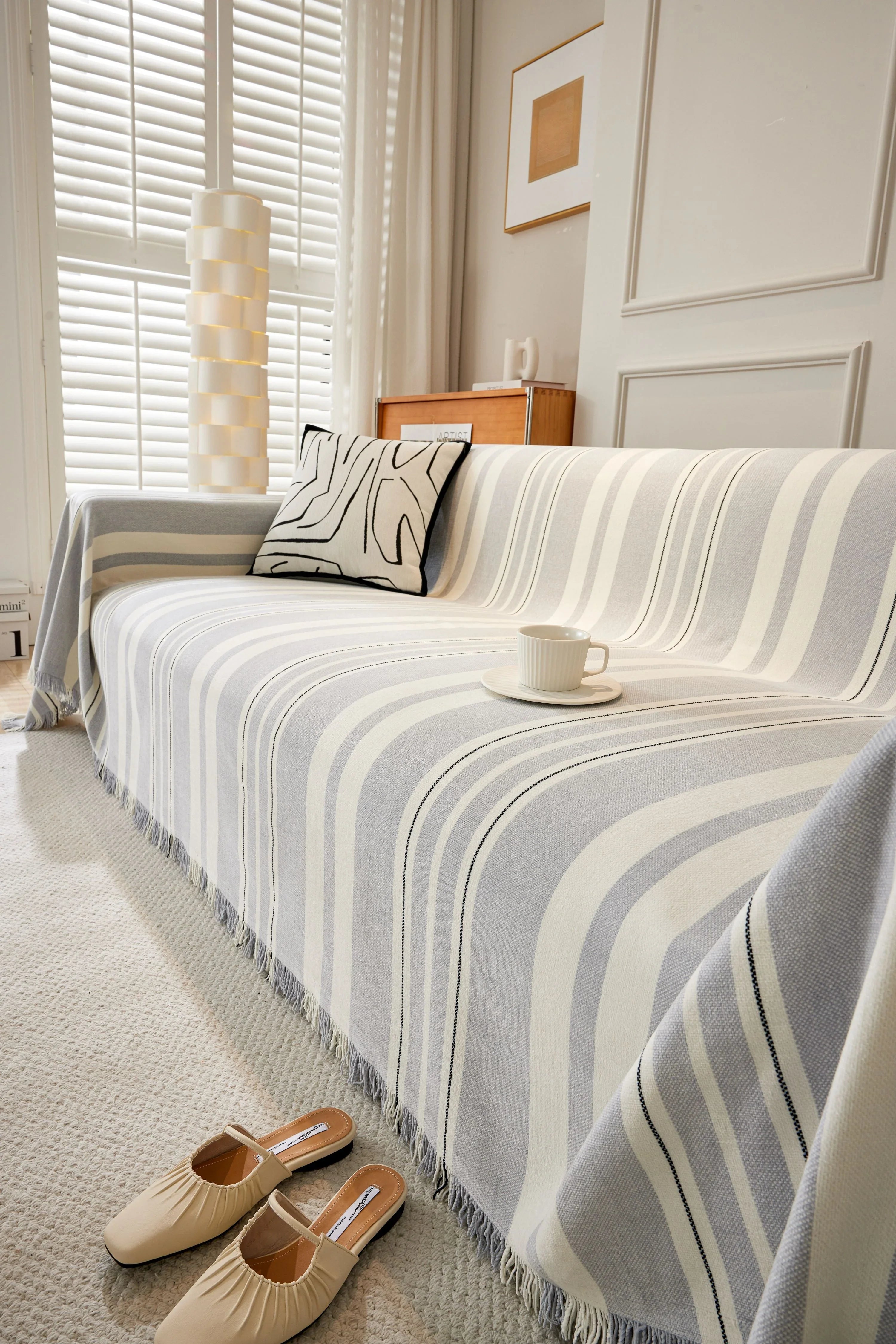 Sofa Throw - Striniara - Cross Gray - The Sofa Cover Crafter 