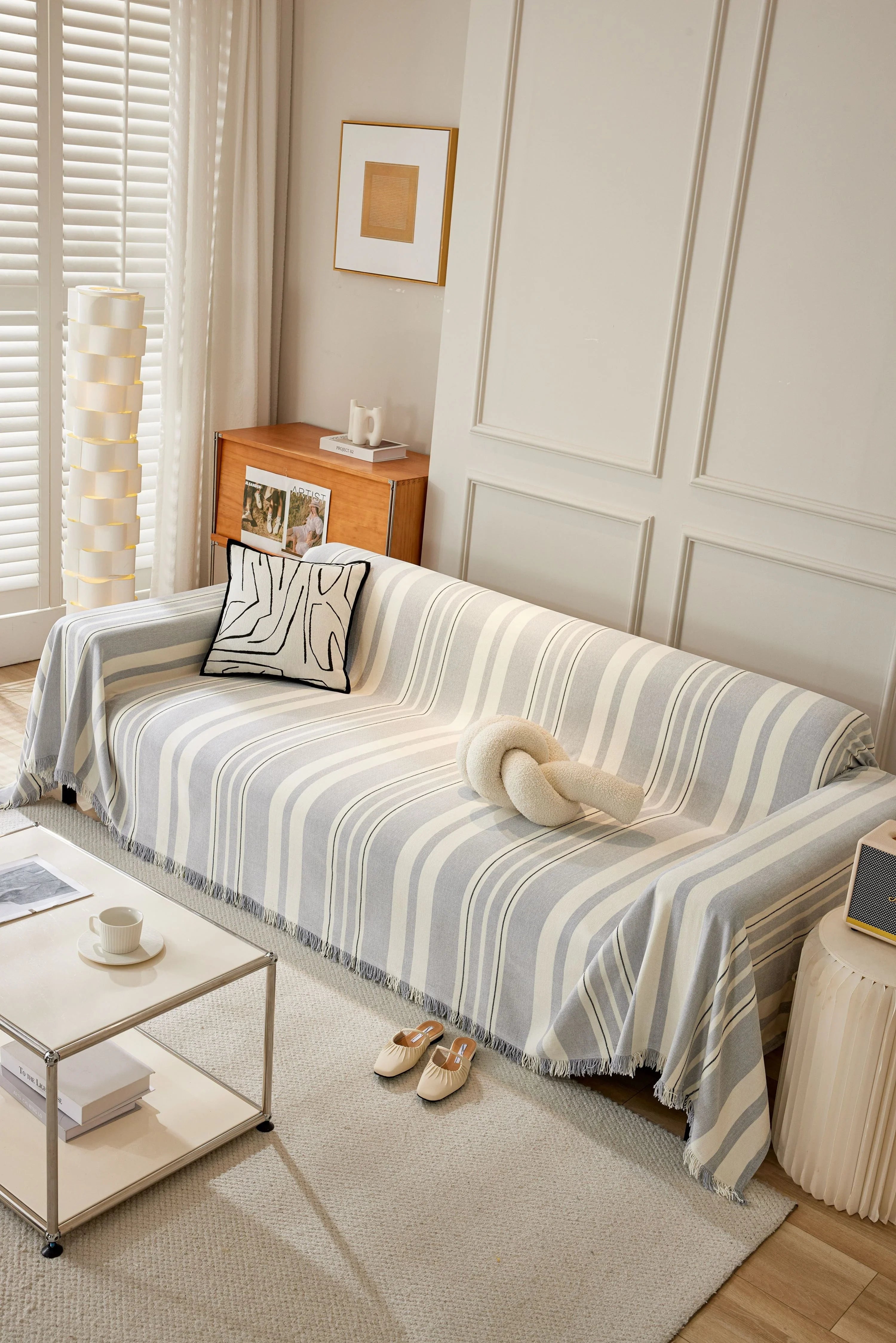 Sofa Throw - Striniara - Cross Gray - The Sofa Cover Crafter 