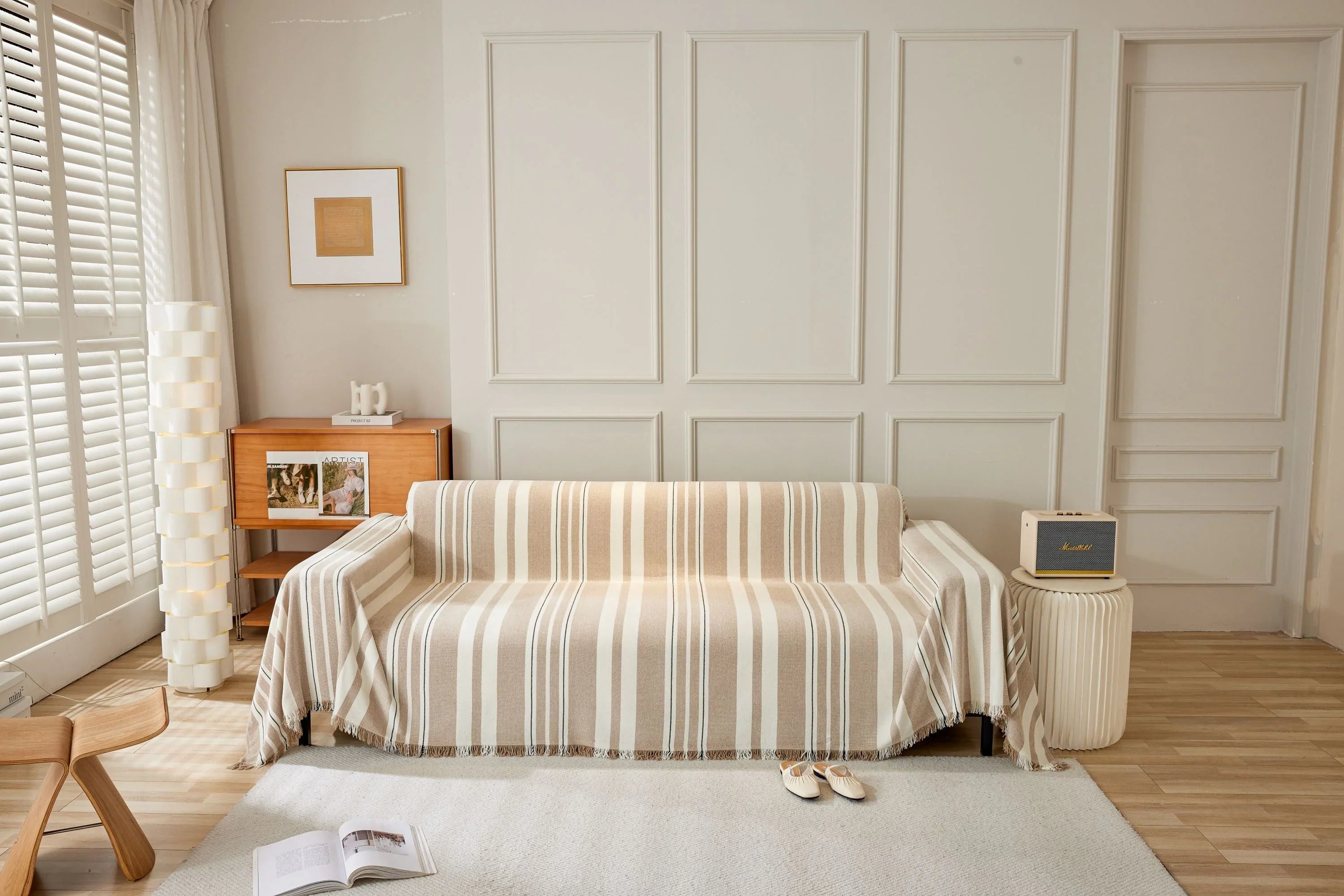 Sofa Throw - Striniara - Cross Khaki - The Sofa Cover Crafter 